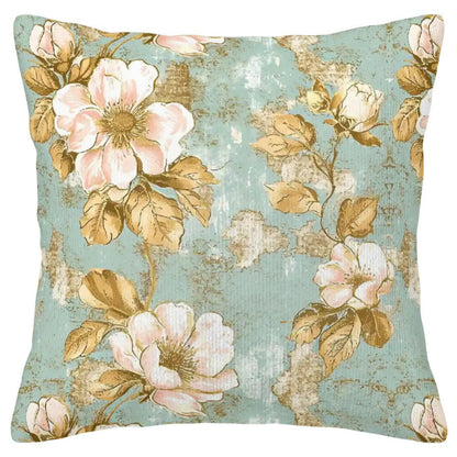 Vintage Flowers - Corduroy Throw Pillow Covers (Double-Sided Design)