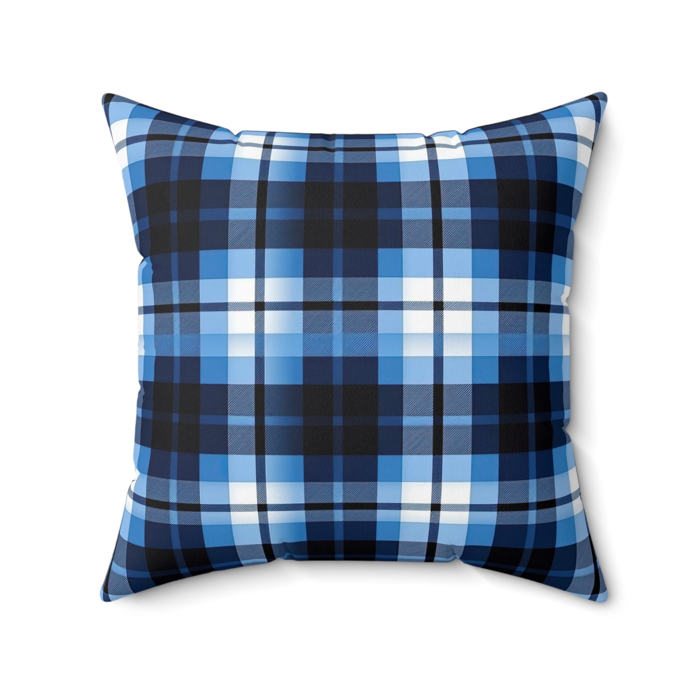 Blue Plaid Cushion & Case - Spun Polyester Square Pillow Available in 4 Sizes