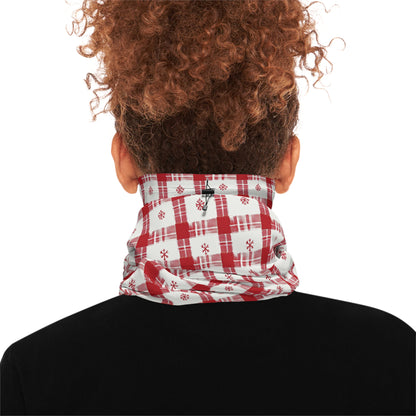 Snowflake Plaid Gaiter – Winter Warmth in Classic Red