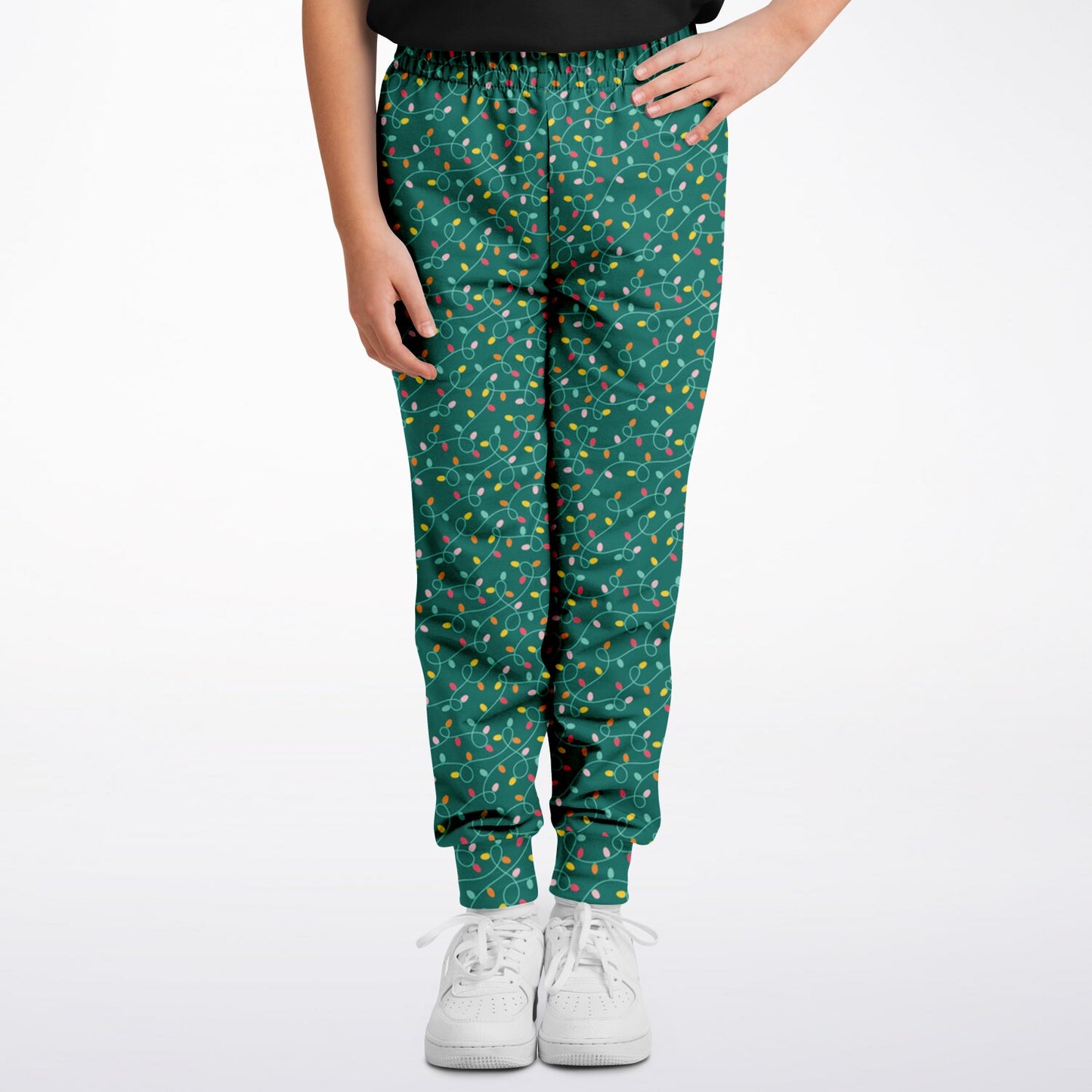 Teal Christmas Lights - Fashion Kids/Youth Jogger - AOP