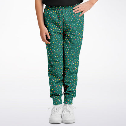 Teal Christmas Lights - Fashion Kids/Youth Jogger - AOP