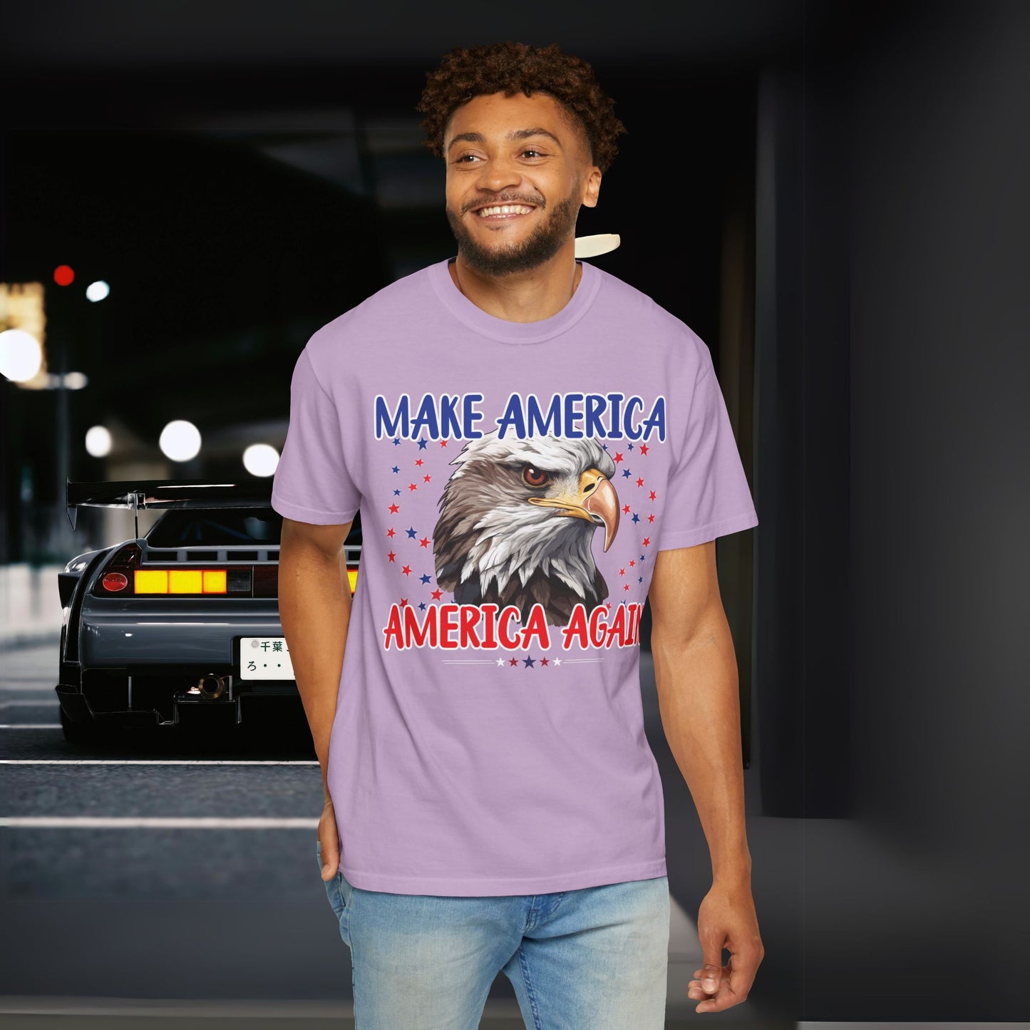 Make America America Again | Men's Garment-Dyed T-Shirt - Bald Eagle & Stars