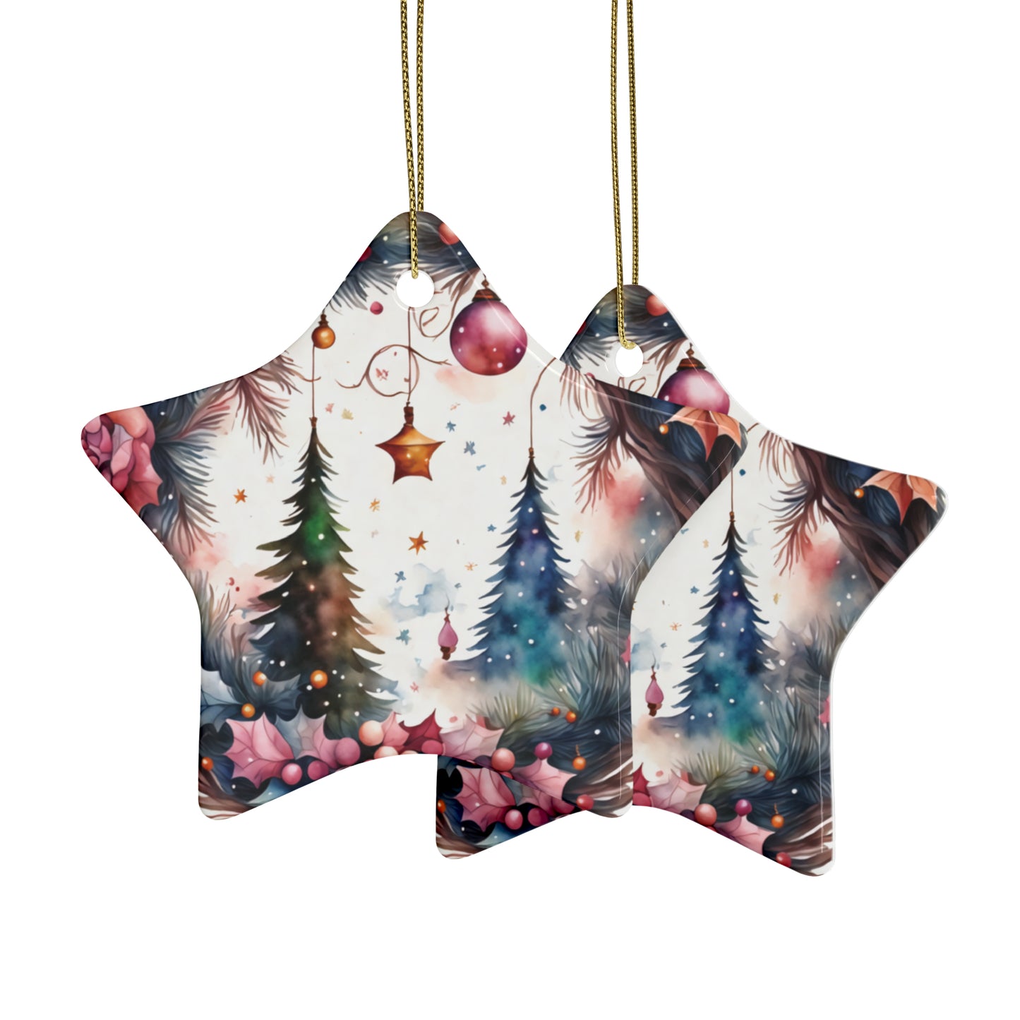 Idyllic Fantasy Christmas Scene | Ceramic Ornaments (1pcs, 5pcs, 10pcs, 20pcs) - 15