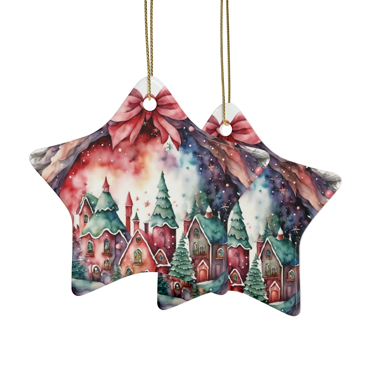 Idyllic Fantasy Christmas Scene | Ceramic Ornaments (1pcs, 5pcs, 10pcs, 20pcs) - 17