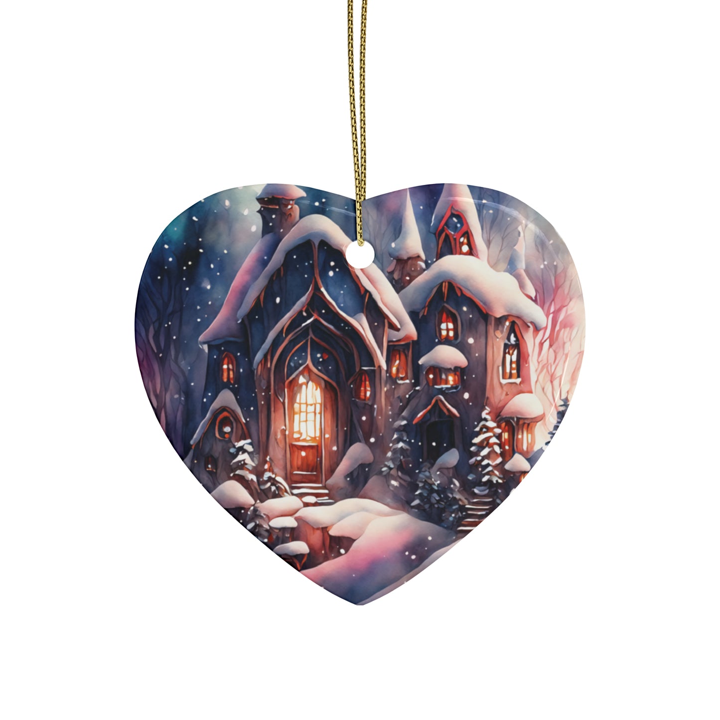 Idyllic Fantasy Christmas Scene | Ceramic Ornaments (1pcs, 5pcs, 10pcs, 20pcs) - 25