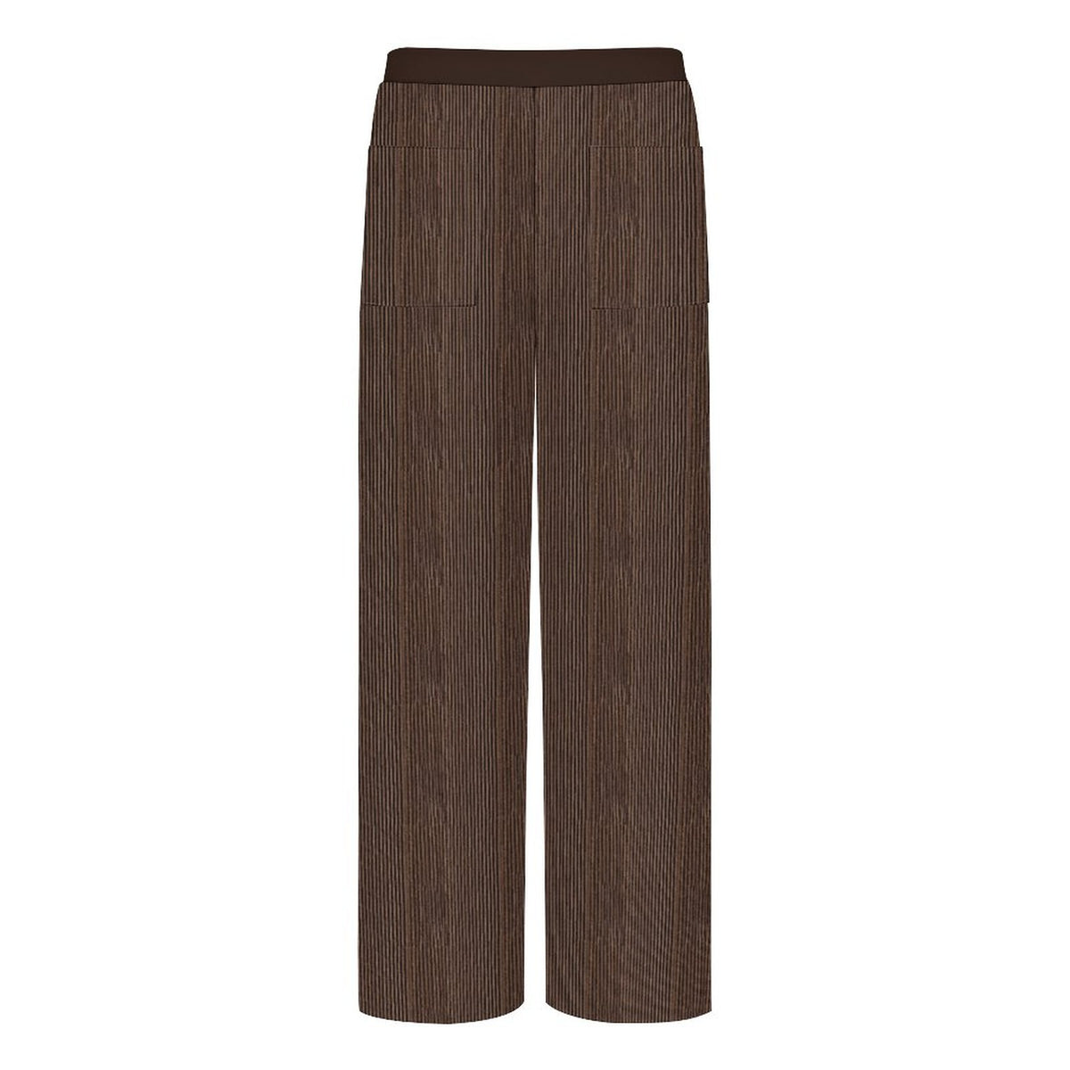 Chocolate Brown Faux Corduroy Wide-Leg Crop Pants for Women
