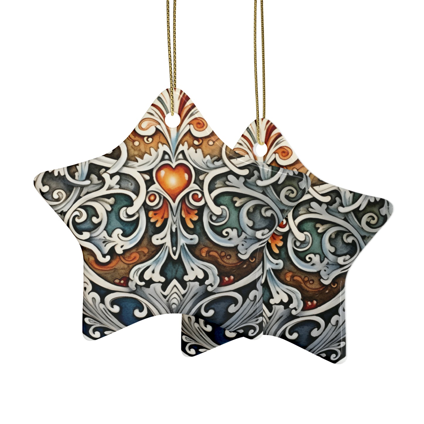 Gold Heart Gem | Ceramic Ornaments (1pcs, 5pcs, 10pcs, 20pcs)