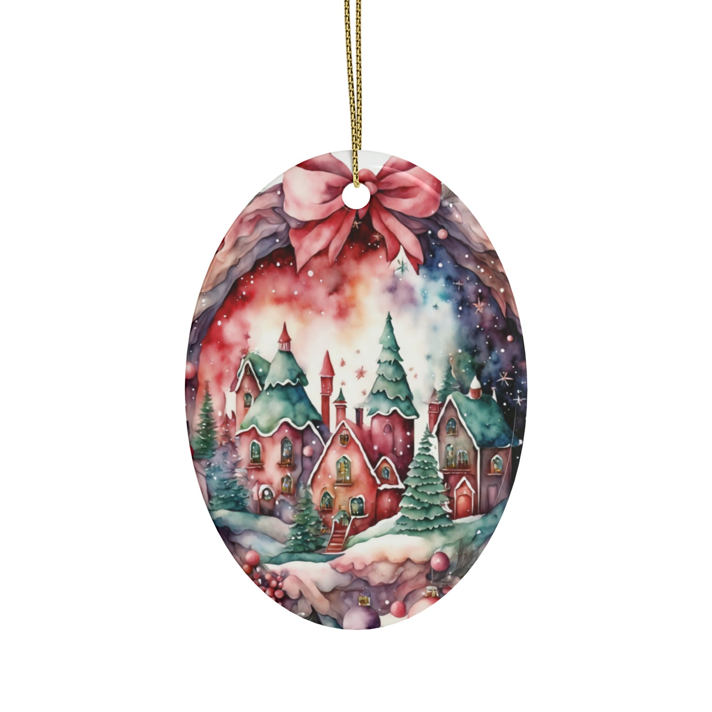 Idyllic Fantasy Christmas Scene | Ceramic Ornaments (1pcs, 5pcs, 10pcs, 20pcs) - 17