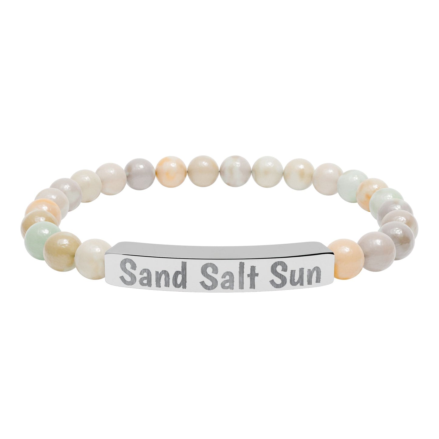 Personalized & Engraved Natural Stone Stretch Bar Bracelet