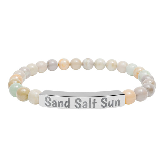 Personalized & Engraved Natural Stone Stretch Bar Bracelet