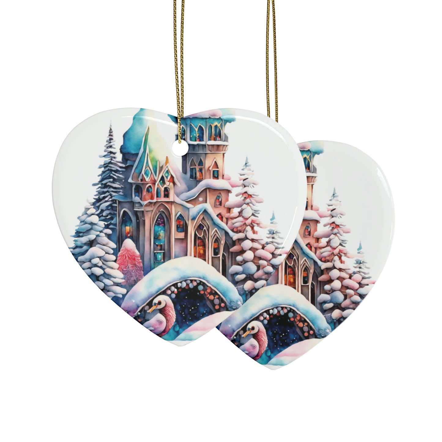 Idyllic Fantasy Christmas Scene | Ceramic Ornaments (1pcs, 5pcs, 10pcs, 20pcs) - 21