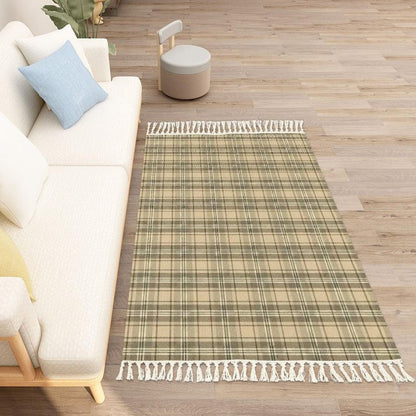 Retro Vintage Cabin/Cottage Plaid Tasselled Area Rug