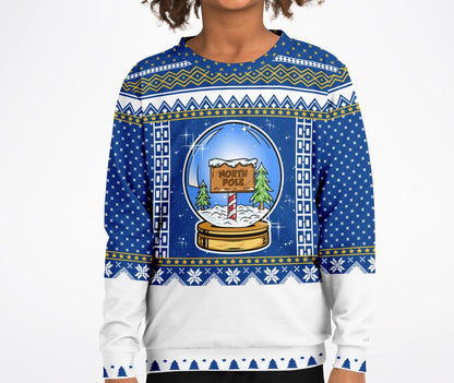 Christmas North Pole Globe Kids Athletic Long-Sleeved Top - Eco-Friendly & Dynamic