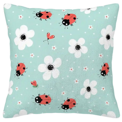 Lovely Ladybugs - Corduroy Throw Pillow Covers (Double-Sided Design)