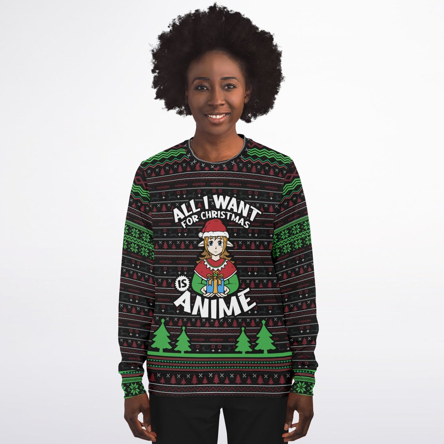 All I want for Christmas is Anime Ugly Christmas Sweater - Athletic Sweatshirt