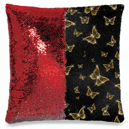 Black & Gold Glam - Sequin Pillowcase - Soft Polyester