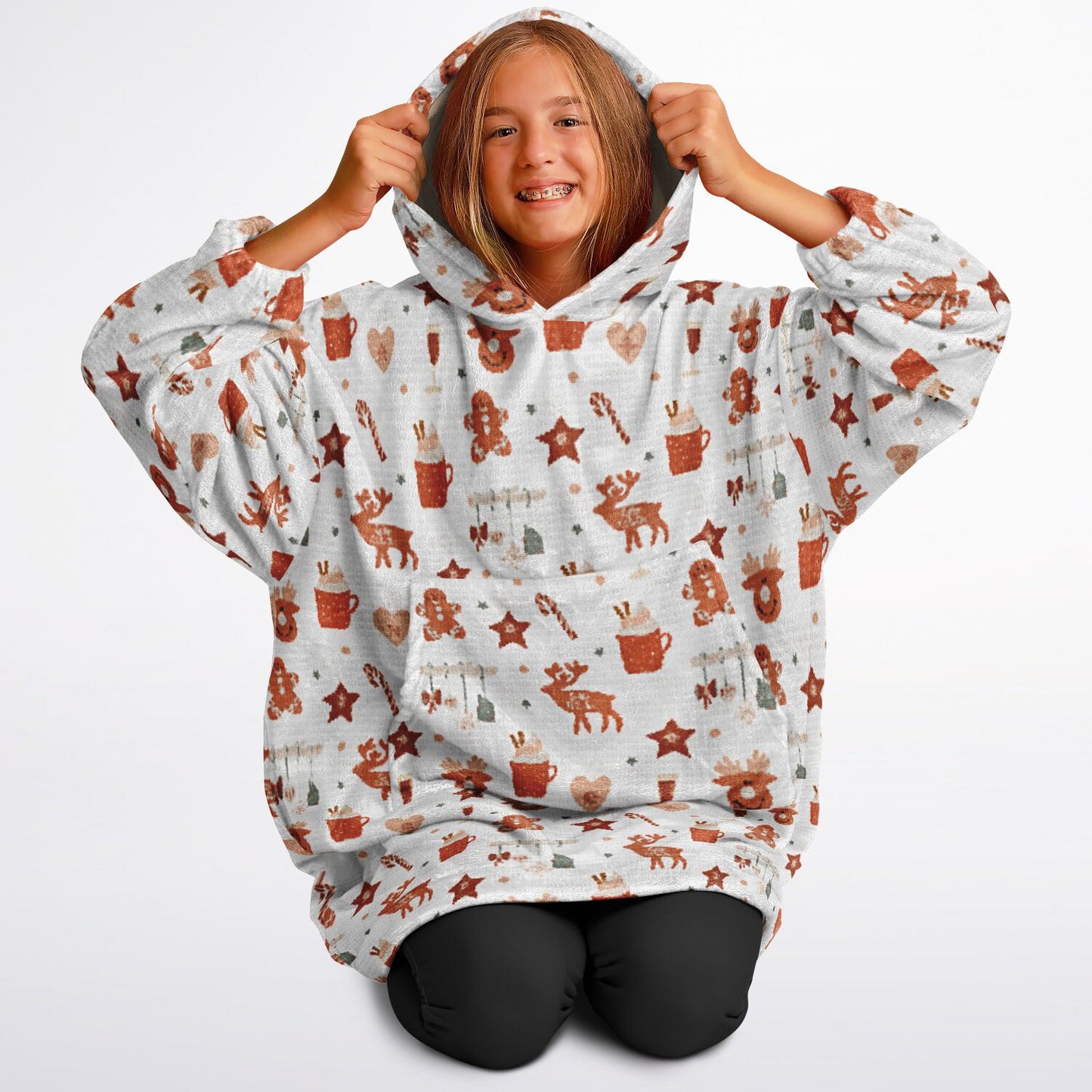 Boho Retro Christmas Youth Snug Hoodie