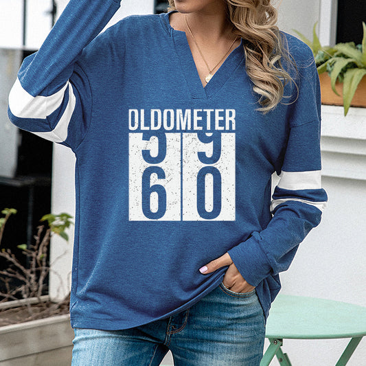 Oldometer 59->60 Fun Women's Casual Loose V-Neck Sweatshirt