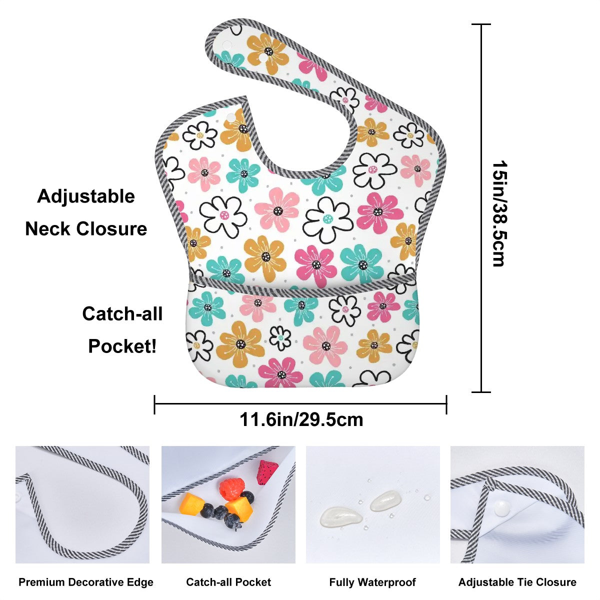 Whimsical Floral Waterproof Baby Bib