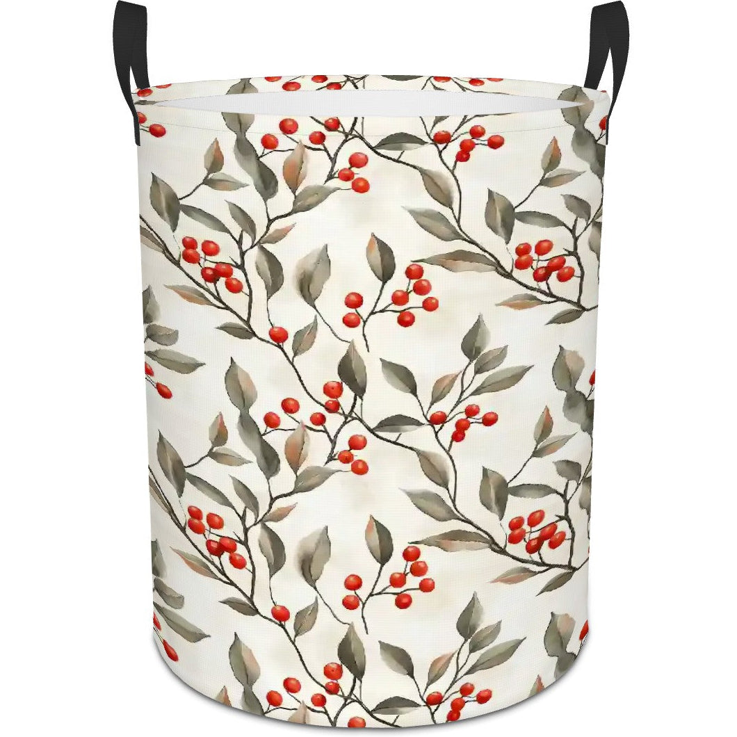  laundry basket with floral pattern on a white background