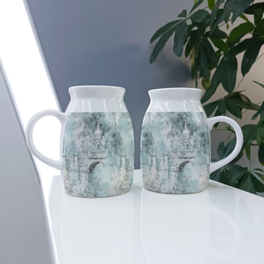 Mint Toile Bridge 450ml Milk Vase