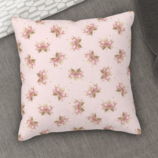 Coquette Pink Bows Corduroy Throw Pillow Covers (Double-Sided Design)