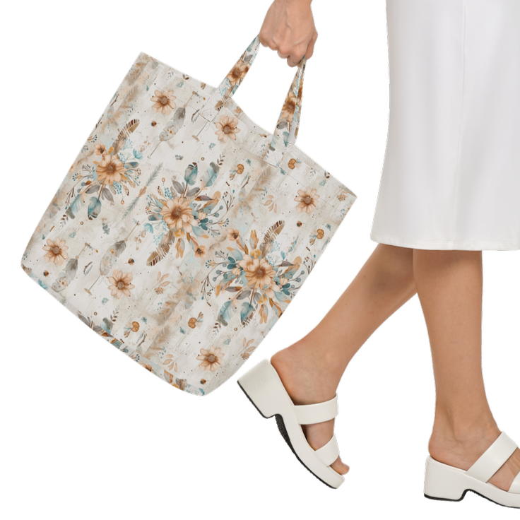 BOHO Design - Large Tote Bag Lined with Inside Pocket