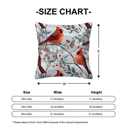 Winterberry Cardinals - Corduroy Throw Pillow Covers with Core (Double-Sided Design)