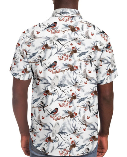 Winter Birds - Short Sleeve Button Down Shirt