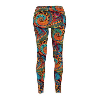 Deep Bohemian Swirls - Women's Cut & Sew Casual Leggings