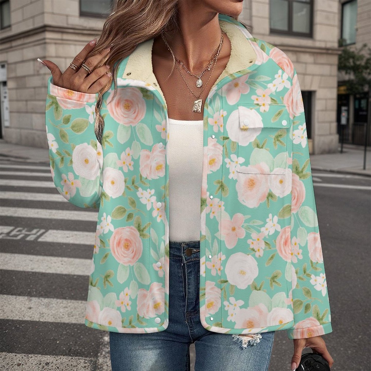 Easy Florals | Women's Casual Fleece Jacket - Warm, Soft, and Weekend-Ready