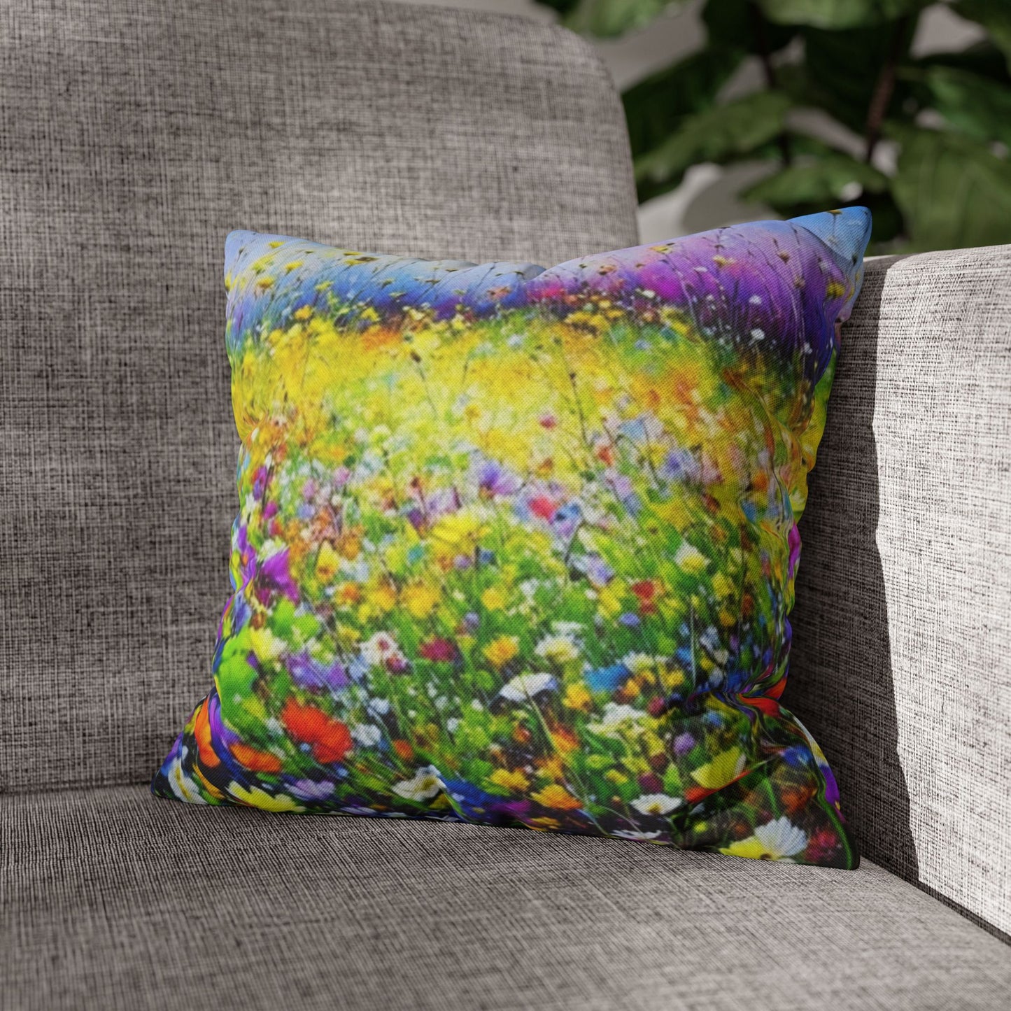 Wildflower Meadow - Spun Polyester Square Pillowcase Cushion Cover