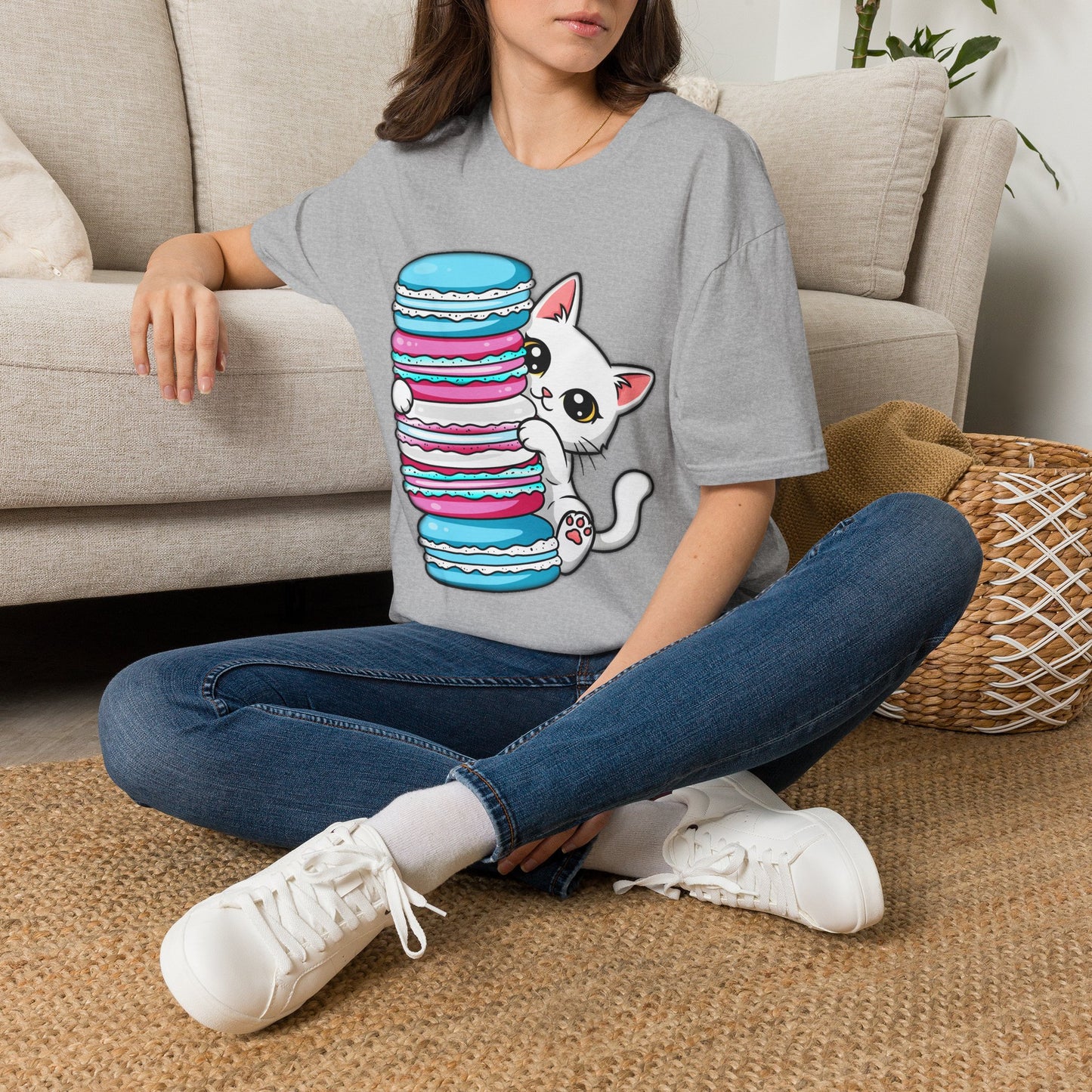 Peeking Kitten | Unisex Softstyle T-Shirt - Trans Flag Macaroons
