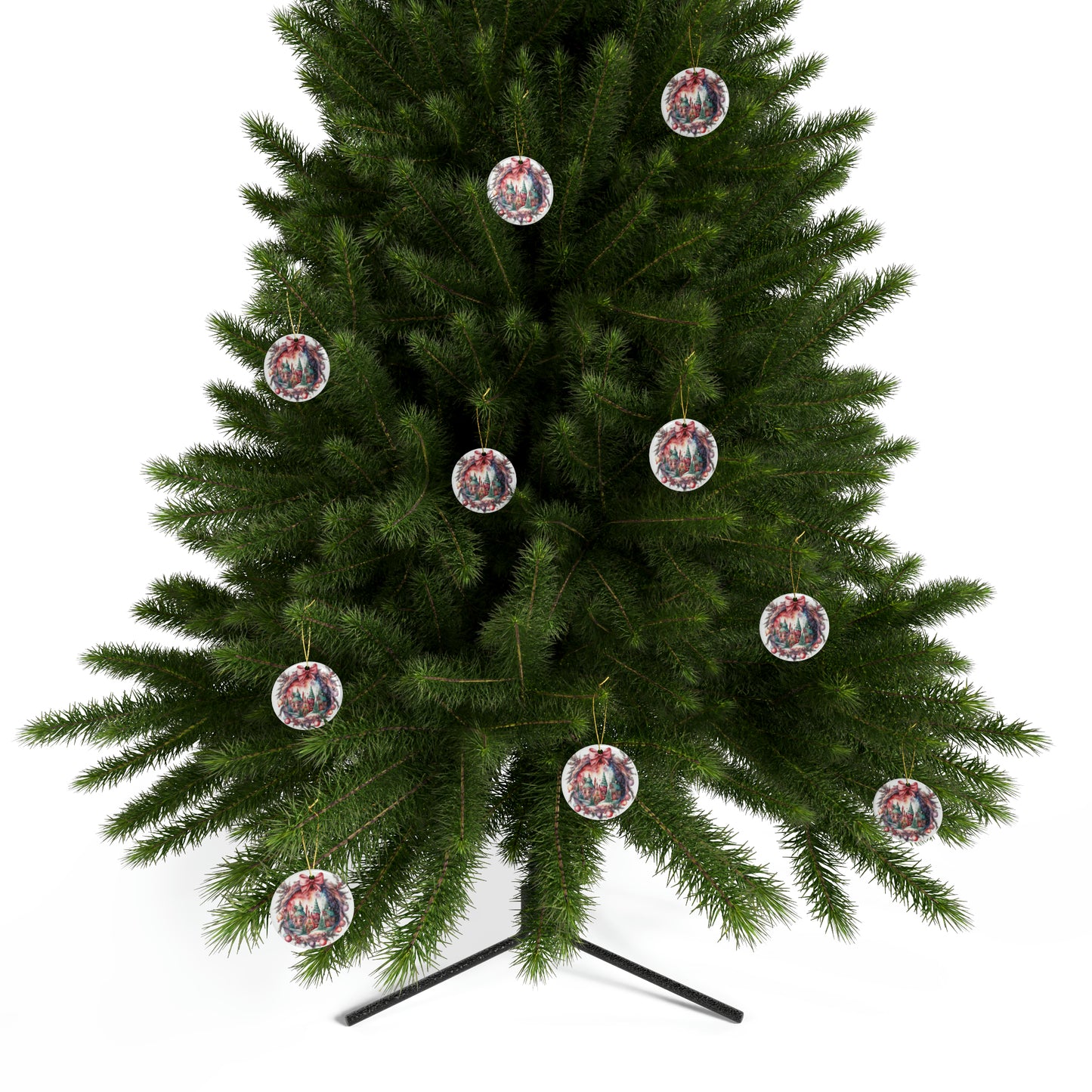 Idyllic Fantasy Christmas Scene | Ceramic Ornaments (1pcs, 5pcs, 10pcs, 20pcs) - 17