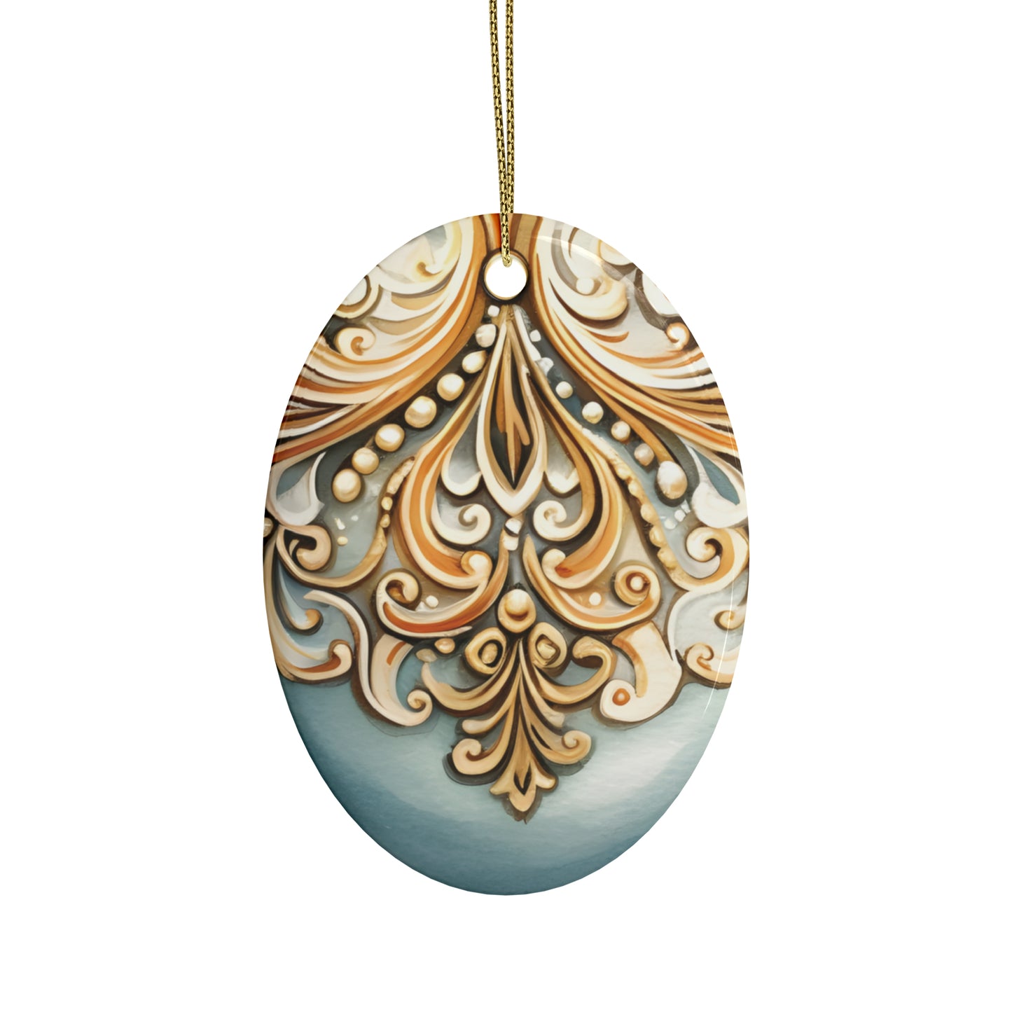 Gold and Blue Ceramic Christmas Ornaments (1pcs, 5pcs, 10pcs, 20pcs)