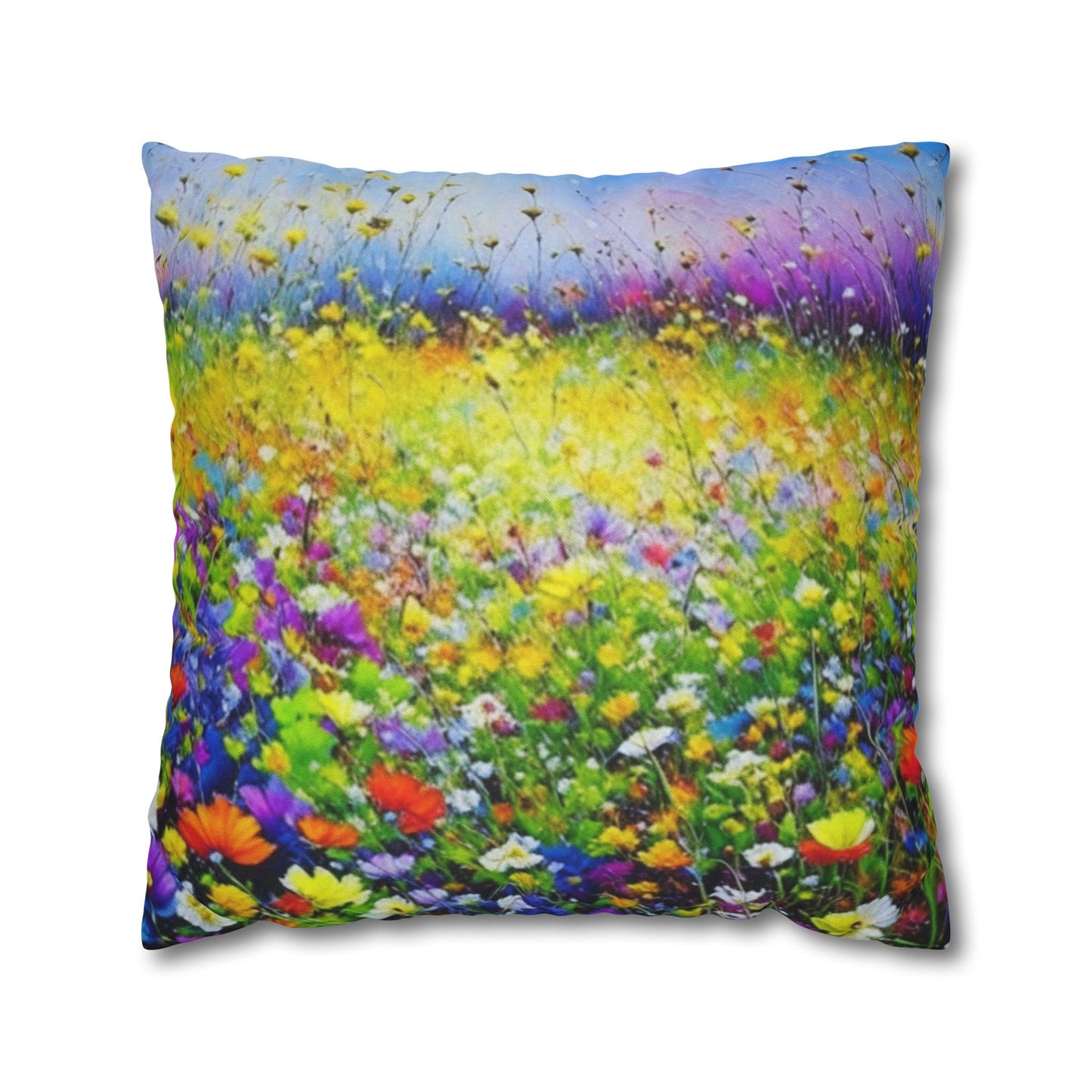 Wildflower Meadow - Spun Polyester Square Pillowcase Cushion Cover