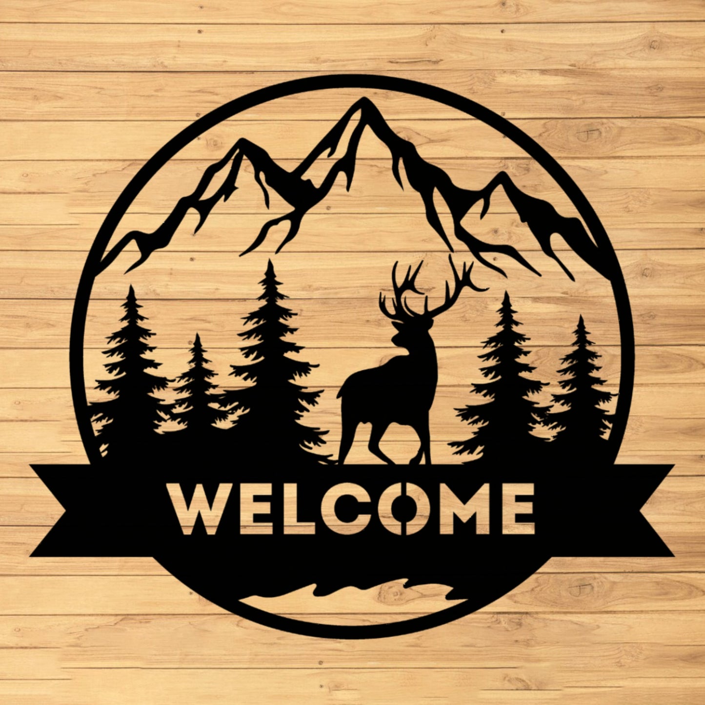 Welcome - Elk Rugged Wilderness - Iron Metal Plaque Wall Art