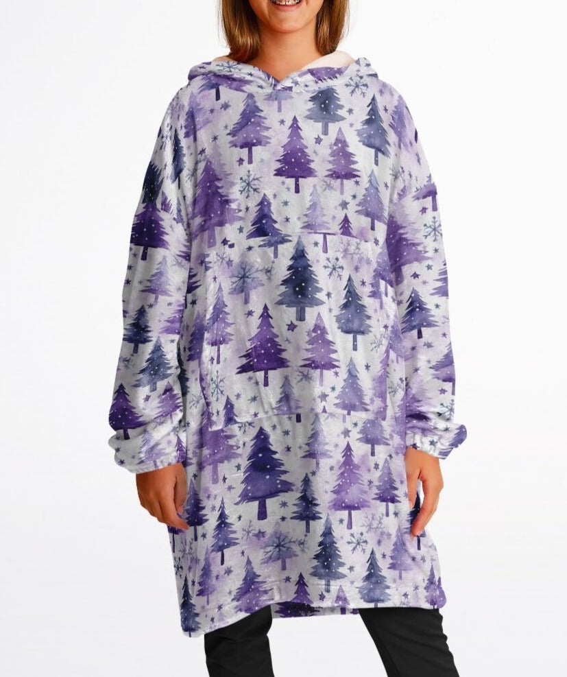 Purple Evergreen Christmas Trees Snug Hoodie