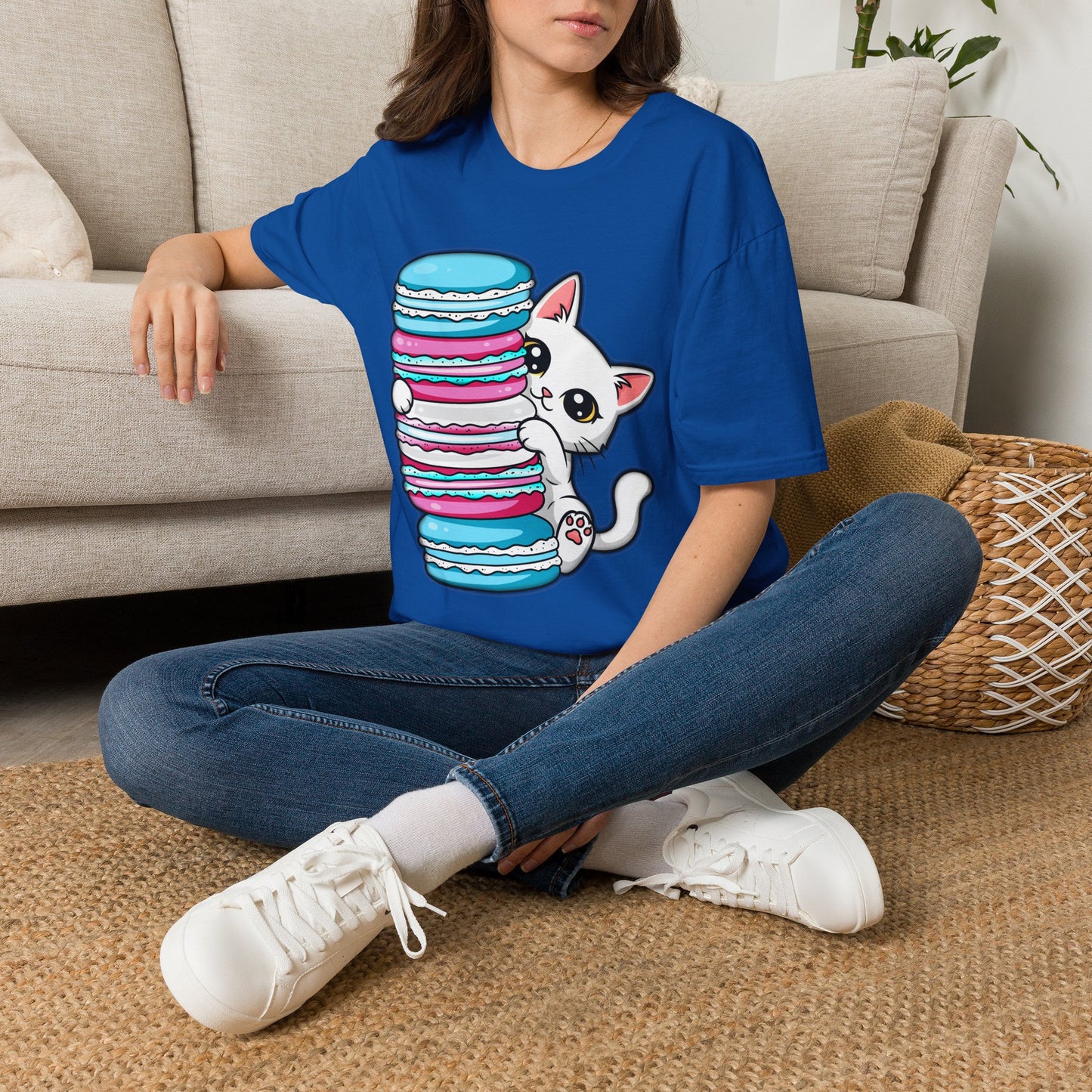 Peeking Kitten | Unisex Softstyle T-Shirt - Trans Flag Macaroons