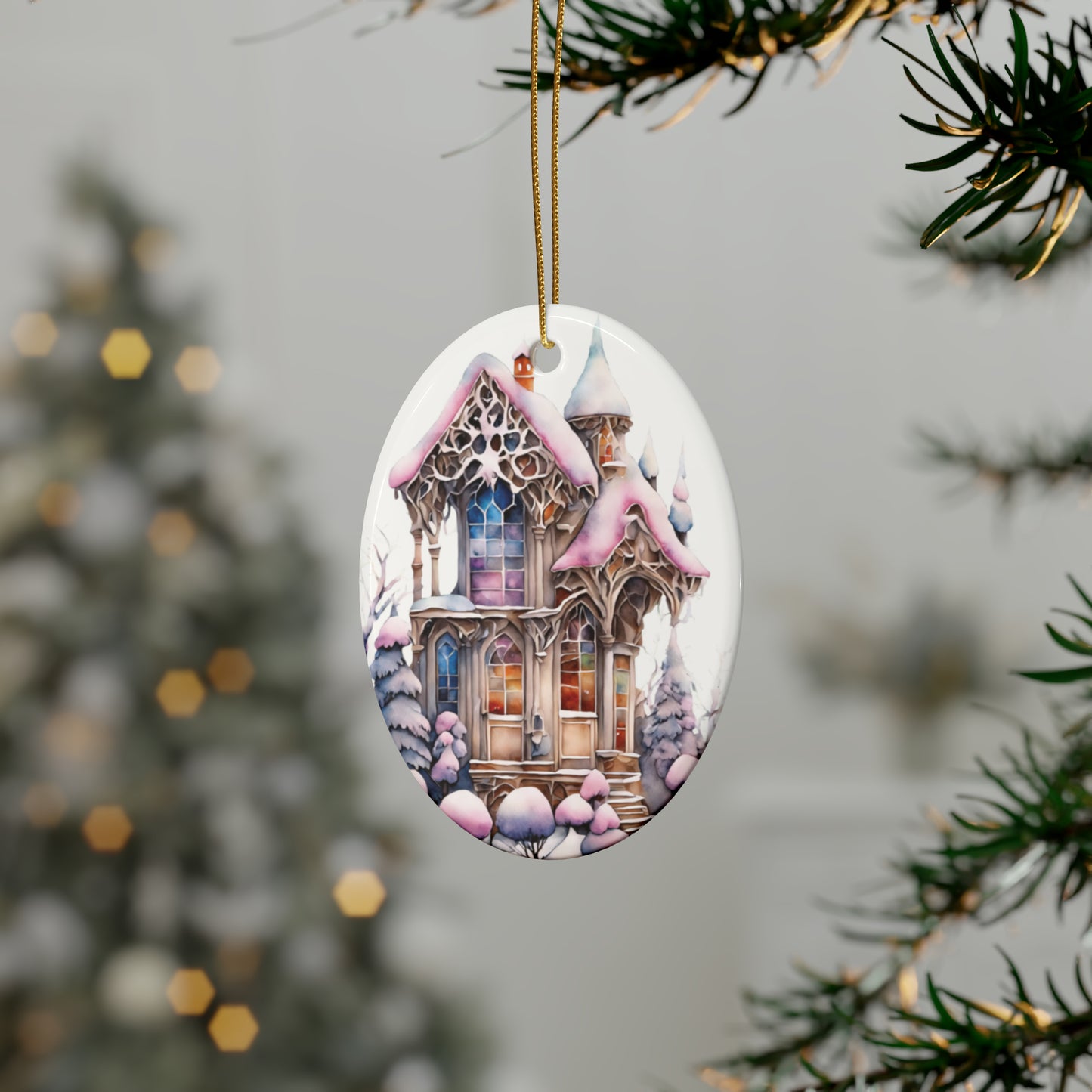 Idyllic Fantasy Christmas Scene | Ceramic Ornaments (1pcs, 5pcs, 10pcs, 20pcs) - 22