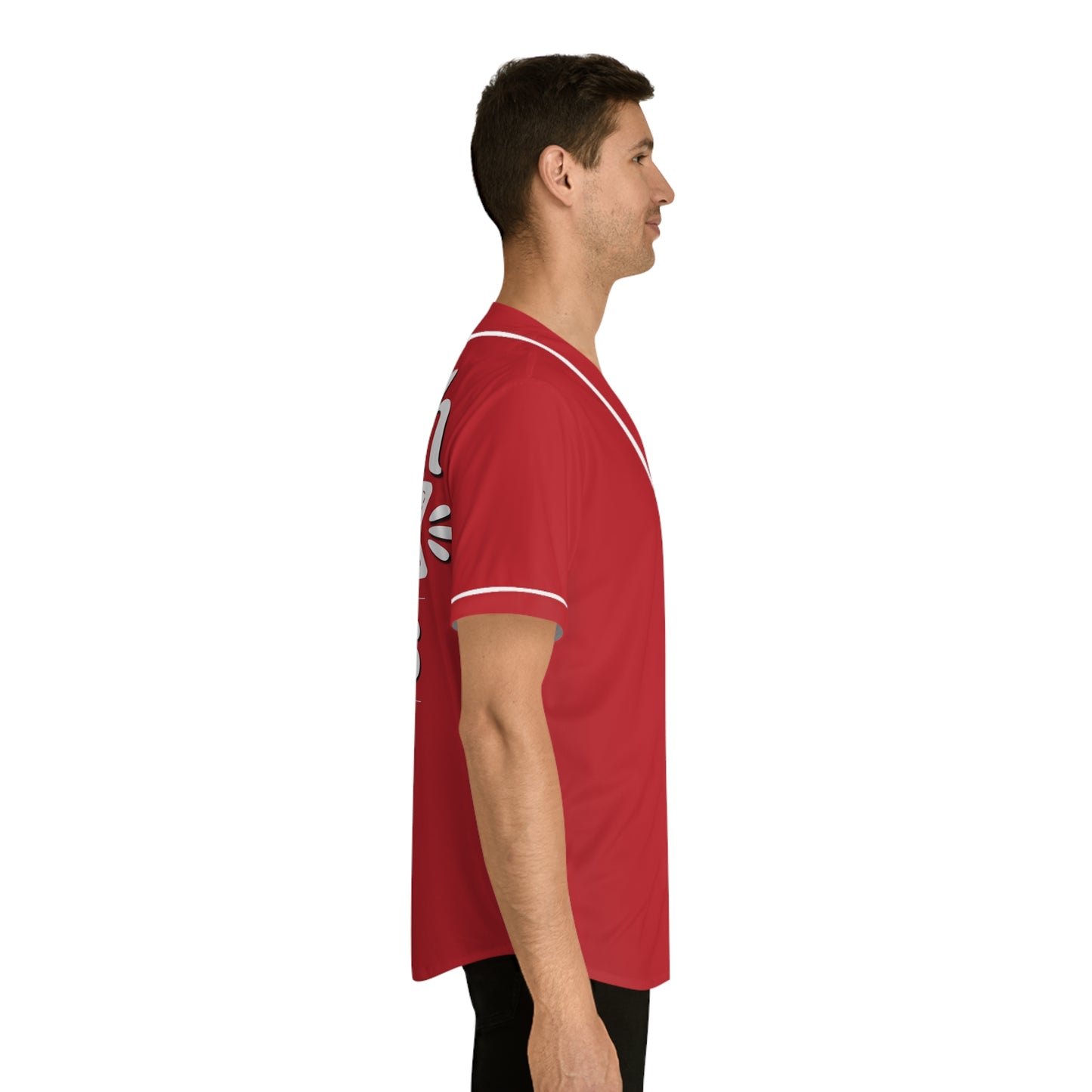 Shhh No One Cares - Men's Baseball Jersey - Print on Back Red