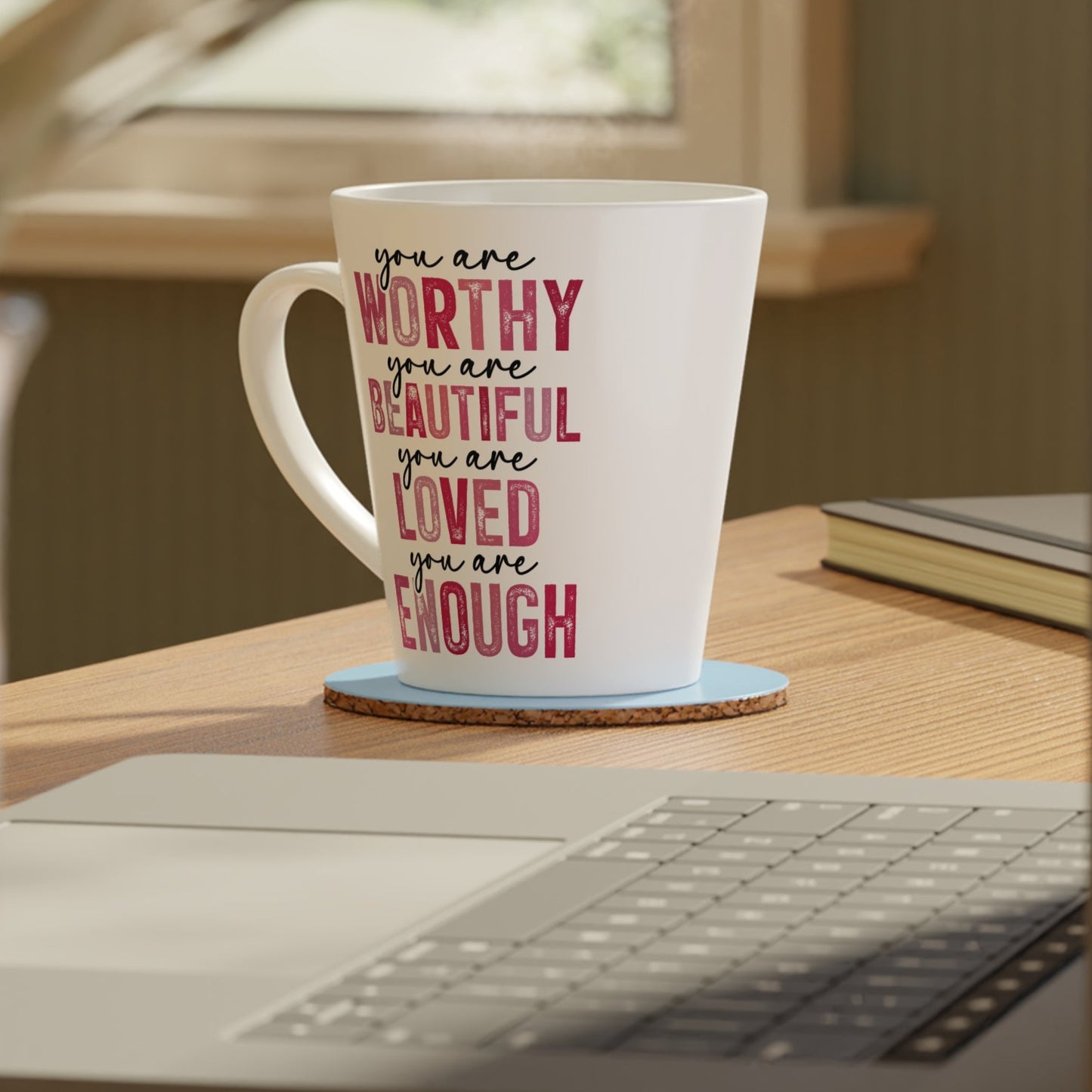 You Are Worthy - Ceramic Latte Mug, 12oz