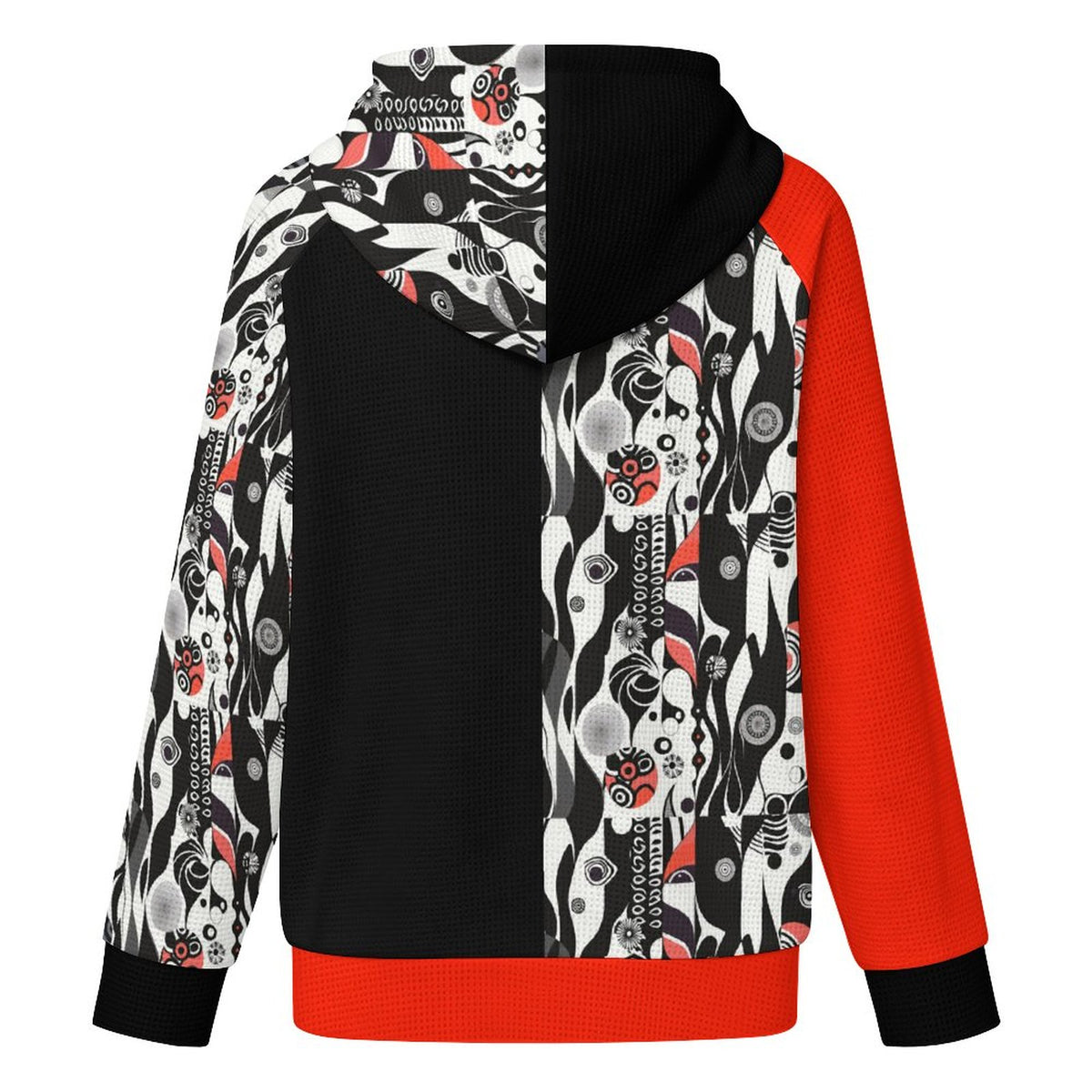 Fun Retro Colour Block | Waffle Hoodie with Zipper