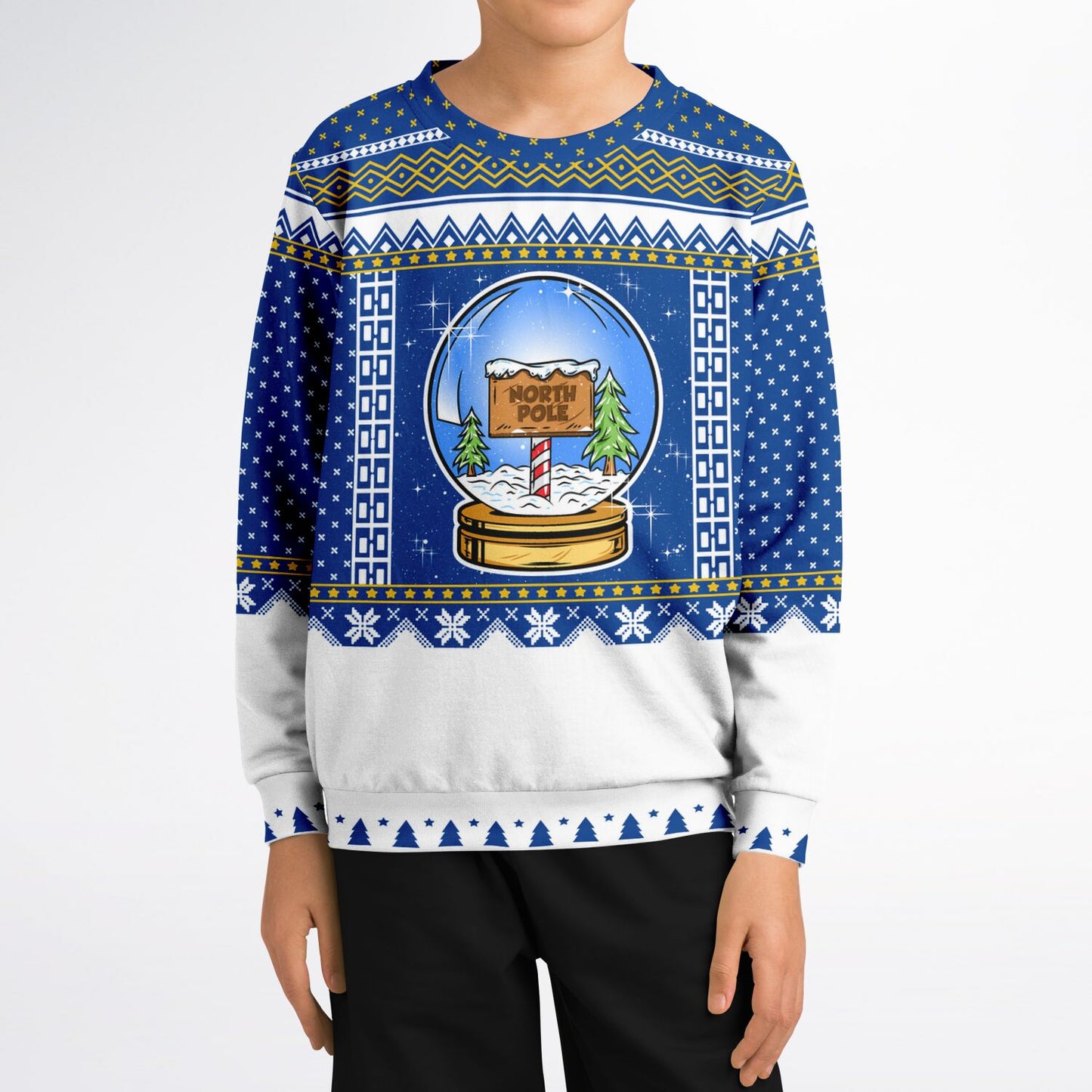 Christmas North Pole Globe Kids Athletic Long-Sleeved Top - Eco-Friendly & Dynamic