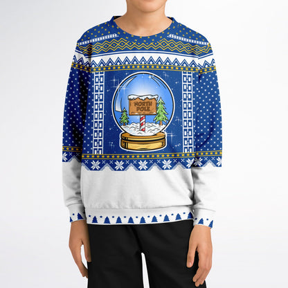 Christmas North Pole Globe Kids Athletic Long-Sleeved Top - Eco-Friendly & Dynamic