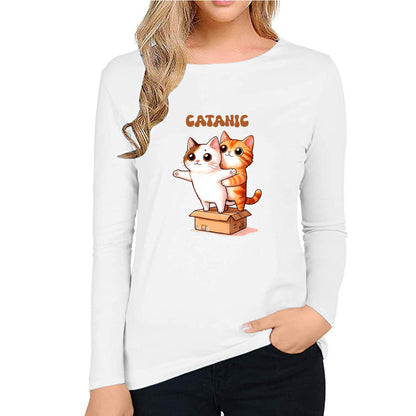 Catanic Cats Women's 100% Cotton Long Sleeve T-Shirt – Fun, Unique, and Comfortable!