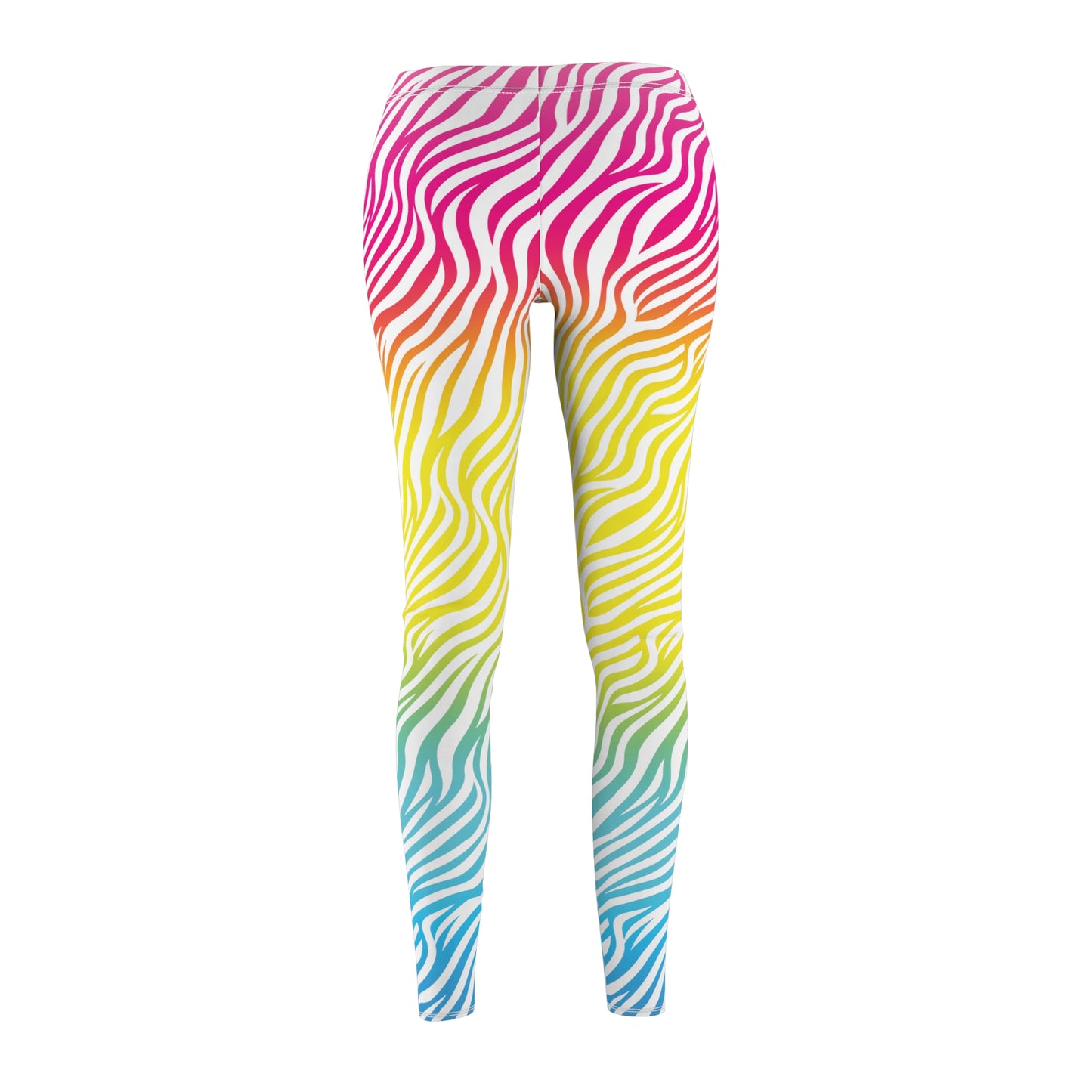 White Zebra Print Neon Leggings