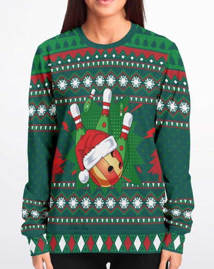 Bowling Christmas Ugly Sweater - Athletic Sweatshirt