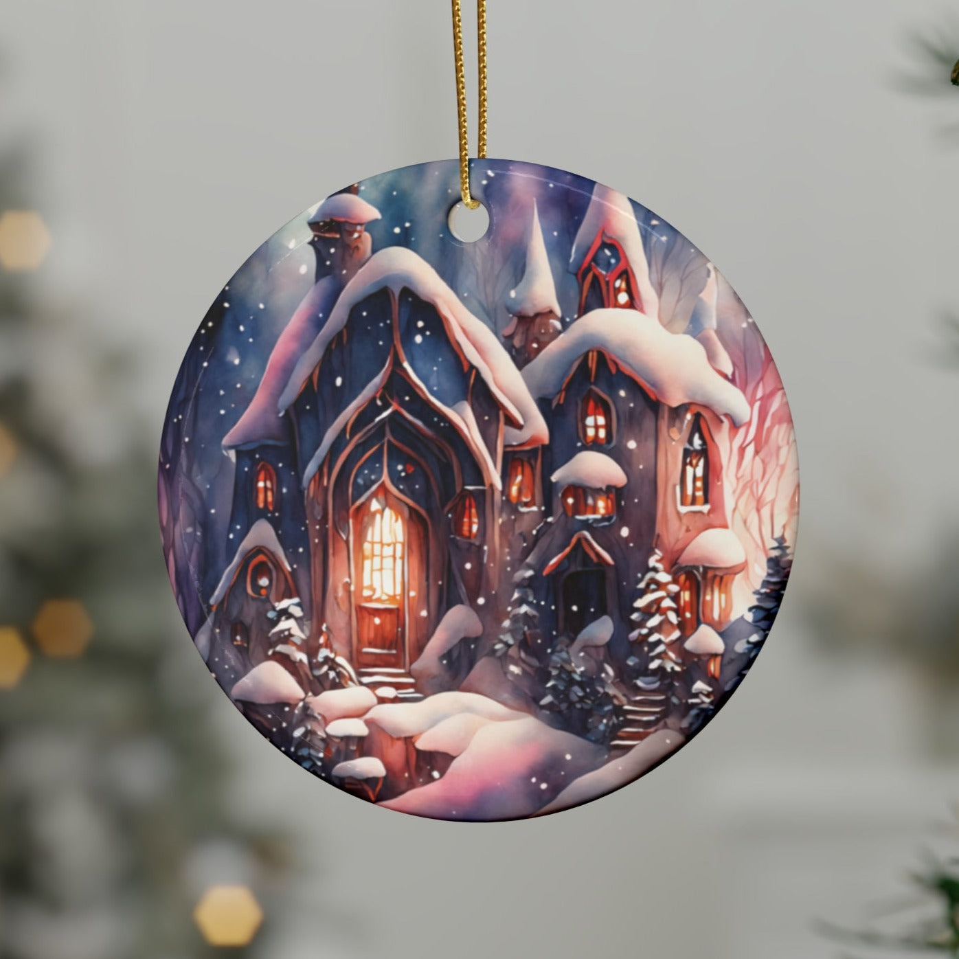 Idyllic Fantasy Christmas Scene | Ceramic Ornaments (1pcs, 5pcs, 10pcs, 20pcs) - 25