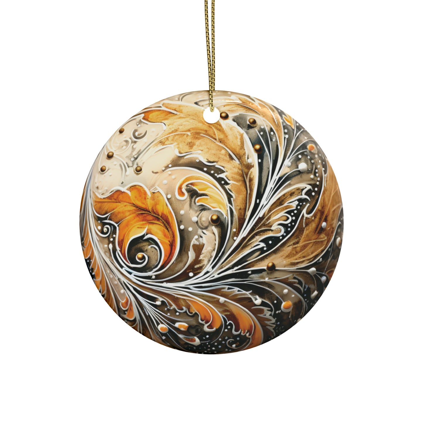 Gold Heart Swirl Ceramic Christmas Ornaments (1pcs, 5pcs, 10pcs, 20pcs)